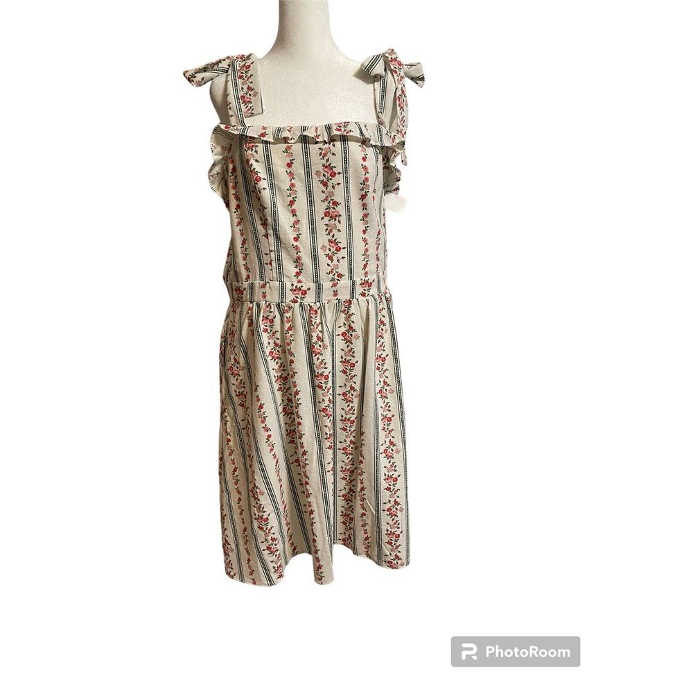 City Chic Floral Linen Blend Sundress Size 14 NWT Pockets Tie Shoulders Smocked - Picture 2 of 9